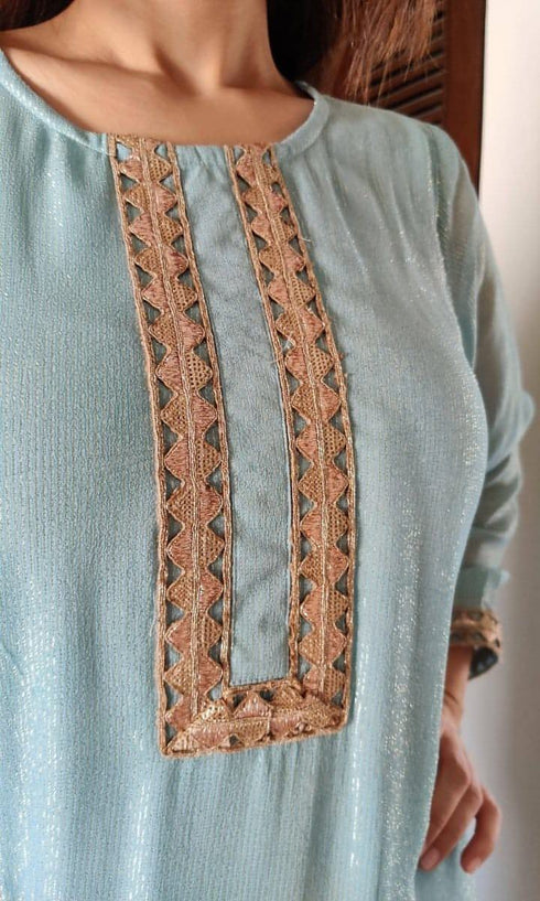 Pastel Blue Kaftan And Pant